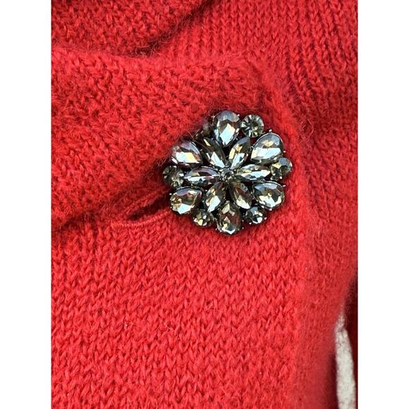 Adrienne Vittadini Red Wool Blend Faux Jewel Button Cardigan/Wrap Sweater Sz XS‎ - Picture 2 of 13